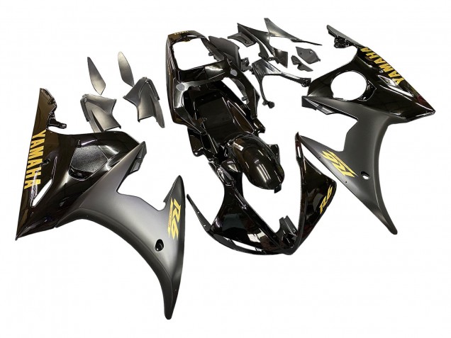 Glänzendes Schwarz Matt Schwarz Gold Aufkleber 2003-2004 Yamaha YZF R6 Motorrad Verkleidung
