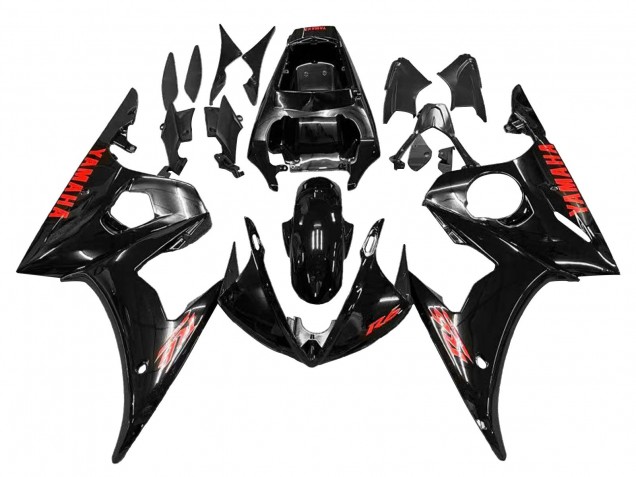 Glänzendes Schwarz Rot 2006-2009 Yamaha YZF R6S Motorrad Verkleidung