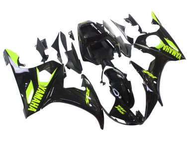 Glänzendes Schwarz Neon Gelb 2003-2004 Yamaha YZF R6 Motorrad Verkleidung