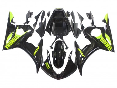 Glänzendes Schwarz Neon Gelb 2003-2004 Yamaha YZF R6 Motorrad Verkleidung