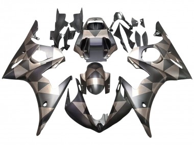 Grau Matt Schwarz Geometric 2003-2004 Yamaha YZF R6 Motorrad Verkleidung