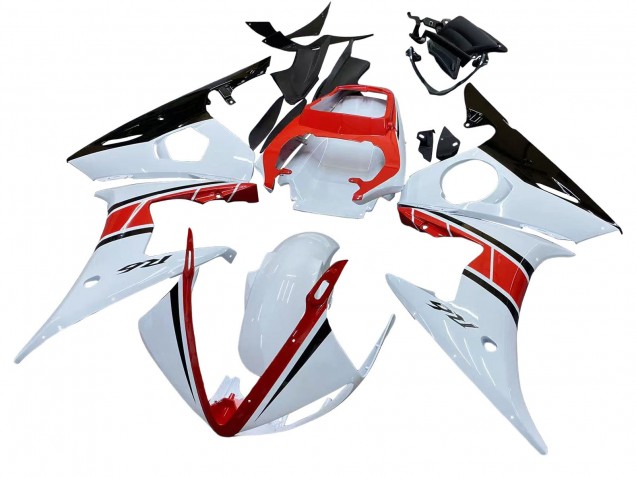 Weiß Rot Glänzendes Schwarz 2003-2004 Yamaha YZF R6 Motorrad Verkleidung