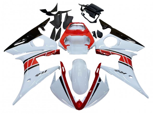Weiß Rot Glänzendes Schwarz 2003-2004 Yamaha YZF R6 Motorrad Verkleidung