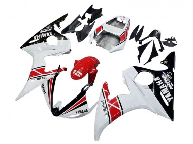 Weiß Rot Glänzendes Schwarz Motul 2003-2004 Yamaha YZF R6 Motorrad Verkleidung