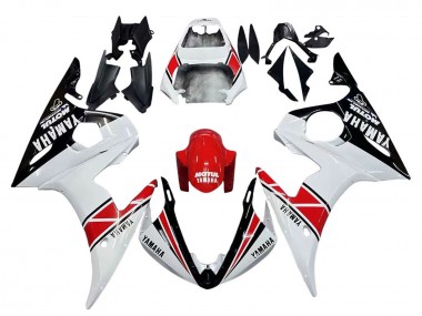 Weiß Rot Glänzendes Schwarz Motul 2003-2004 Yamaha YZF R6 Motorrad Verkleidung