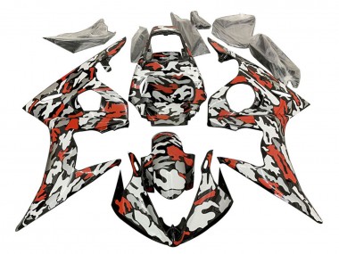 Schwarz Rot Grau Camouflage 2003-2004 Yamaha YZF R6 Motorrad Verkleidung