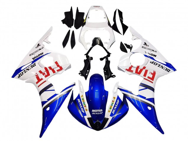 Weiß Blau Dunlop Fiat Motul 2005 Yamaha YZF 600 R6 Motorrad Verkleidung