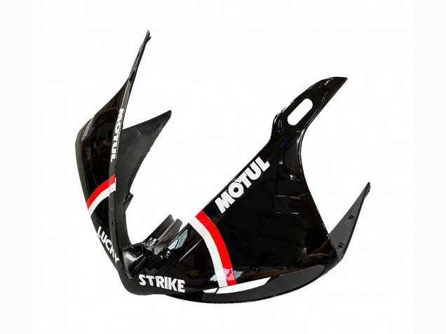 Glänzendes Schwarz Weiß Lucky Strike Motul 2005 Yamaha YZF 600 R6 Motorrad Verkleidung