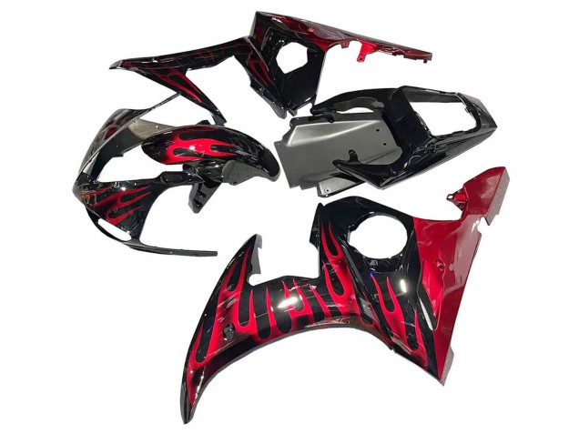 Schwarz mit Rot Flamme 2005 Yamaha YZF 600 R6 Motorrad Verkleidung