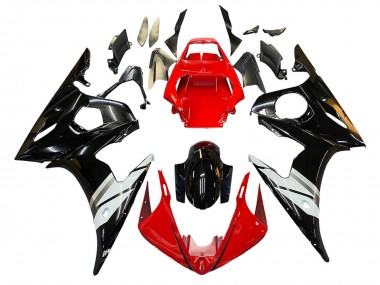 Rot Weiß Glänzendes Schwarz 2005 Yamaha YZF 600 R6 Motorrad Verkleidung