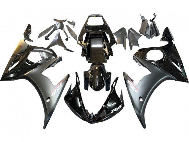 Glänzendes Schwarz Matt Schwarz Gold 2005 Yamaha YZF 600 R6 Motorrad Verkleidung