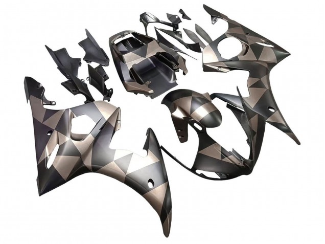 Matt Schwarz Grau Geometric 2005 Yamaha YZF 600 R6 Motorrad Verkleidung