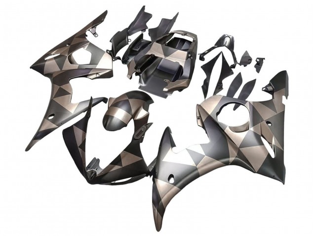 Matt Schwarz Grau Geometric 2005 Yamaha YZF 600 R6 Motorrad Verkleidung