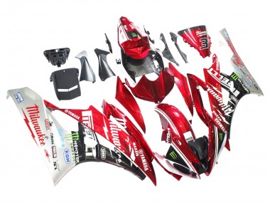 Weiß Rot Schwarz Grün Monster Milwaukee 2006-2007 Yamaha YZF 600 R6 Motorrad Verkleidung