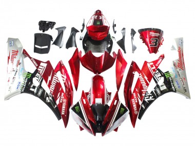 Weiß Rot Schwarz Grün Monster Milwaukee 2006-2007 Yamaha YZF 600 R6 Motorrad Verkleidung