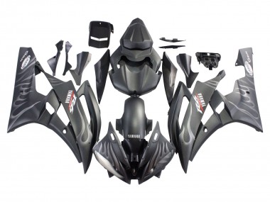 Matt Schwarz Silber Flamme 2006-2007 Yamaha YZF 600 R6 Motorrad Verkleidung