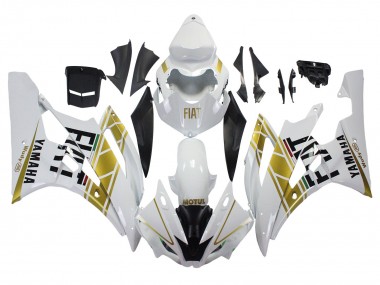 Weiß Gold Schwarz Fiat 2006-2007 Yamaha YZF 600 R6 Motorrad Verkleidung