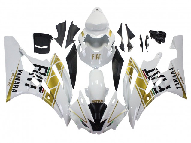 Weiß Gold Schwarz Fiat 2006-2007 Yamaha YZF 600 R6 Motorrad Verkleidung