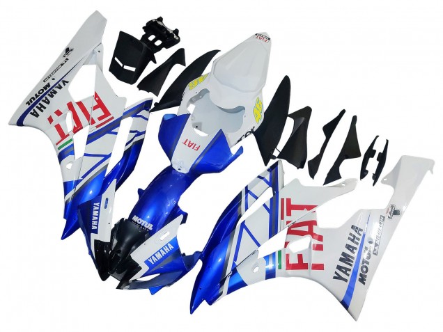 Weiß Blau Rot Fiat Motul Michelin 2006-2007 Yamaha YZF 600 R6 Motorrad Verkleidung