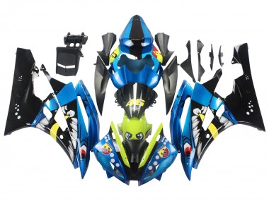Blau Neon Grün Schwarz Hai 2006-2007 Yamaha YZF 600 R6 Motorrad Verkleidung
