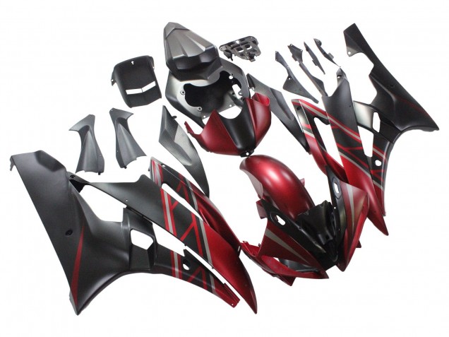 Rot Matt Schwarz 2006-2007 Yamaha YZF 600 R6 Motorrad Verkleidung