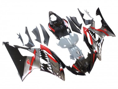 Silber Schwarz Rot Hai 4 2008-2016 Yamaha YZF 600 R6 Motorrad Verkleidung