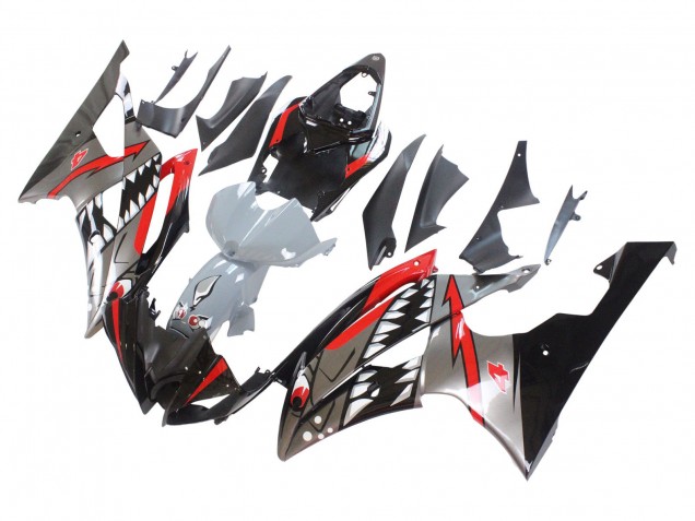 Silber Schwarz Rot Hai 4 2008-2016 Yamaha YZF 600 R6 Motorrad Verkleidung