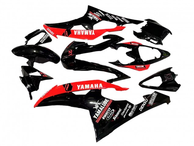 Rot Glänzendes Schwarz Denso Yamalube 21 2008-2016 Yamaha YZF 600 R6 Motorrad Verkleidung