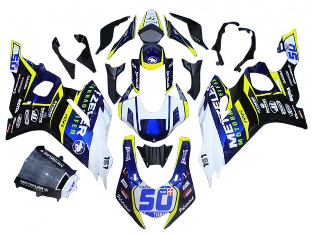 Weiß Gelb Blau 2017-2023 Yamaha YZF 600 R6 Motorrad Verkleidung
