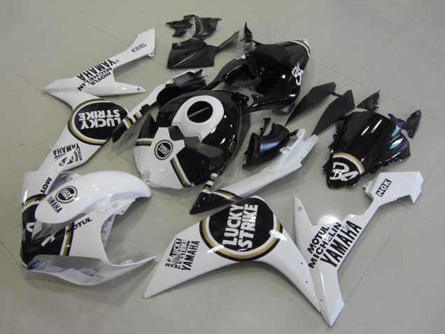 Weiß Schwarz Lucky Strike 2007-2008 Yamaha YZF R1 Motorrad Verkleidung