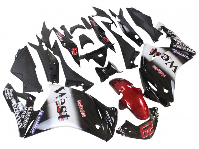 Glänzendes Schwarz Weiß West Rot HRC 62 2011-2015 Honda CBR250RR Motorrad Verkleidung