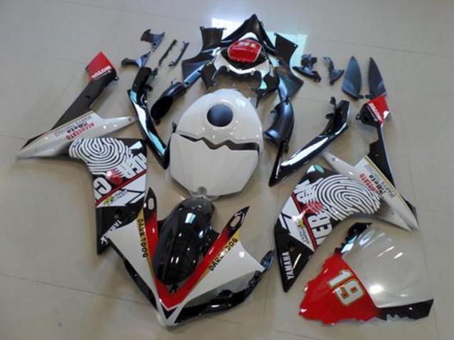 Weiß Rot Schwarz Gelb Dunkel Dog 2007-2008 Yamaha YZF R1 Motorrad Verkleidung