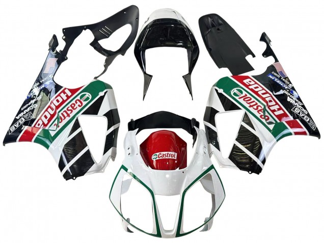 Weiß Rot Grün Glänzendes Schwarz Castrol 2000-2006 Honda VTR1000 Motorrad Verkleidung