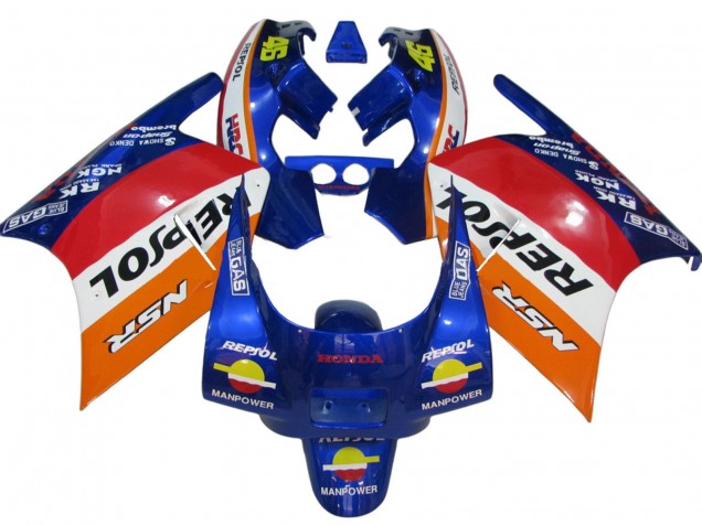Orange Weiß Rot Blau Repsol 1988-1989 Honda NSR250R Motorrad Verkleidung