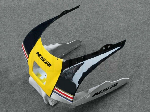 Weiß Gelb Gold Glänzendes Schwarz 1988-1989 Honda NSR250R Motorrad Verkleidung
