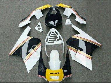 Weiß Gelb Gold Glänzendes Schwarz 1988-1989 Honda NSR250R Motorrad Verkleidung