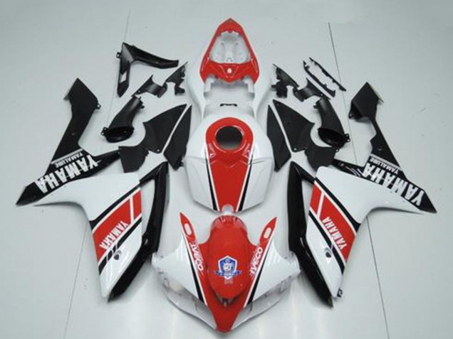 Weiß Rot Glänzendes Schwarz 2007-2008 Yamaha YZF R1 Motorrad Verkleidung