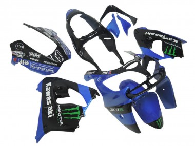 Blau Schwarz Grün Weiß Elf Monster 2002-2006 Kawasaki ZX12R Motorrad Verkleidung