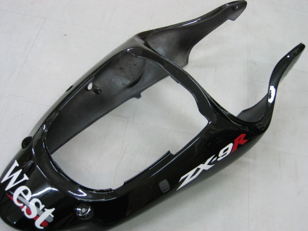Glänzendes Schwarz Weiß West 2000-2001 Kawasaki ZX9R Motorrad Verkleidung