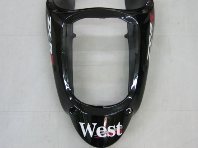 Glänzendes Schwarz Weiß West 2000-2001 Kawasaki ZX9R Motorrad Verkleidung