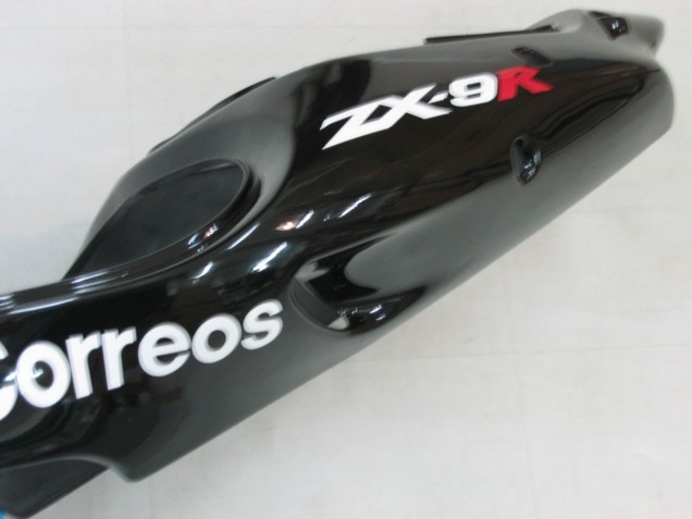 Glänzendes Schwarz Weiß West 2000-2001 Kawasaki ZX9R Motorrad Verkleidung