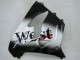 Glänzendes Schwarz Weiß West 2000-2001 Kawasaki ZX9R Motorrad Verkleidung