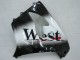 Glänzendes Schwarz Weiß West 2000-2001 Kawasaki ZX9R Motorrad Verkleidung