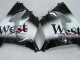 Glänzendes Schwarz Weiß West 2000-2001 Kawasaki ZX9R Motorrad Verkleidung