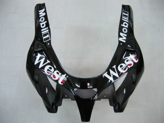 Glänzendes Schwarz Weiß West 2000-2001 Kawasaki ZX9R Motorrad Verkleidung