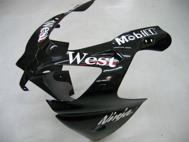 Glänzendes Schwarz Weiß West 2000-2001 Kawasaki ZX9R Motorrad Verkleidung