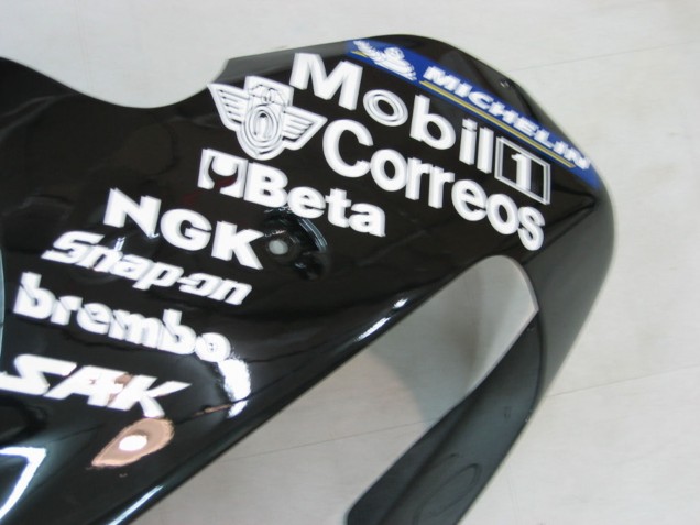 Glänzendes Schwarz Weiß West 2000-2001 Kawasaki ZX9R Motorrad Verkleidung
