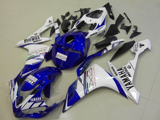 Weiß Blau Becker Motul 2007-2008 Yamaha YZF R1 Motorrad Verkleidung