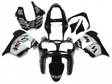 Glänzendes Schwarz Weiß West 2002-2003 Kawasaki ZX9R Motorrad Verkleidung
