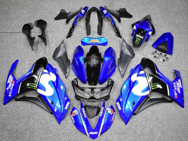 Blau Schwarz Grün Monster 2015-2018 Yamaha YZF R3 Motorrad Verkleidung